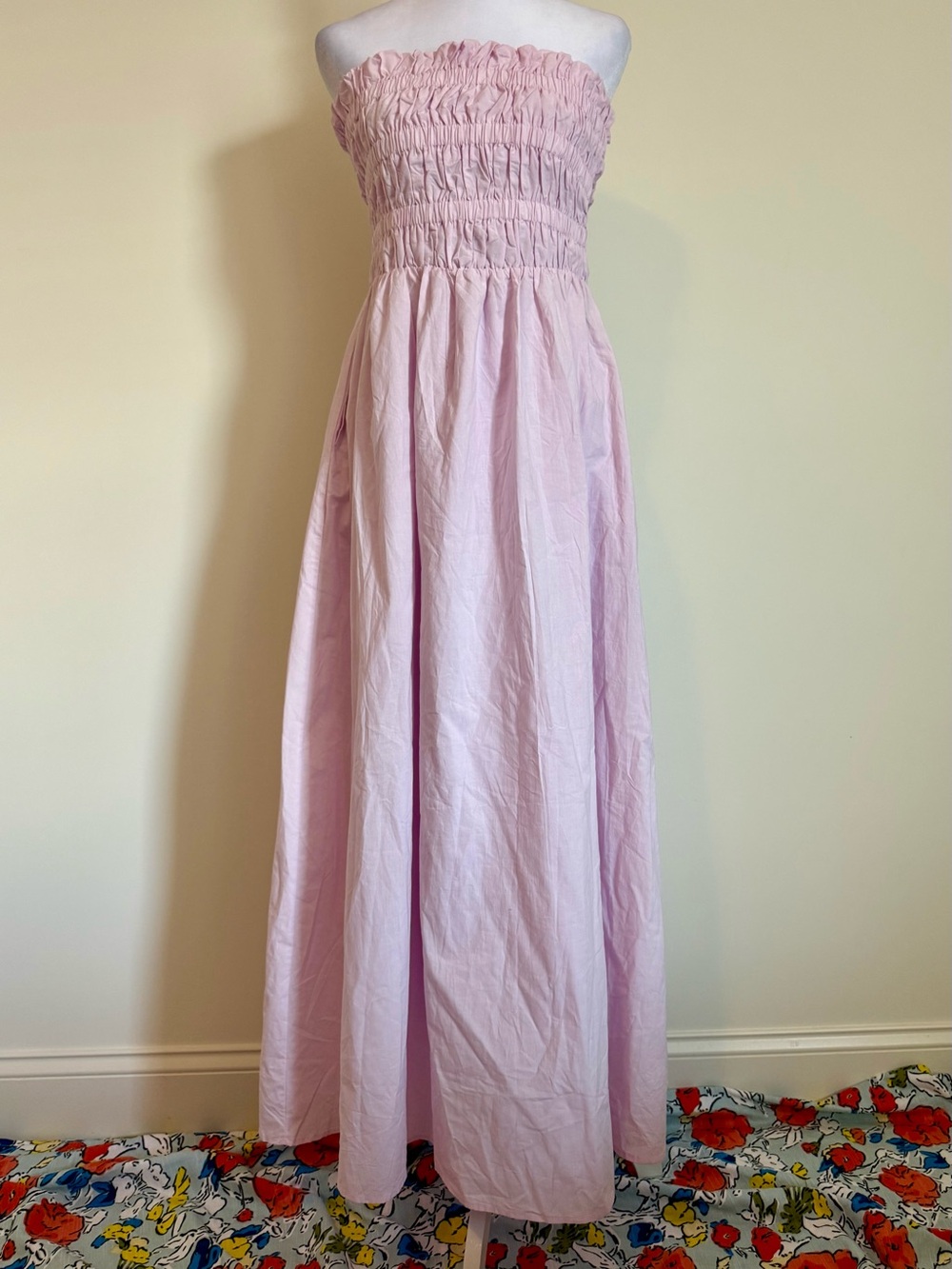 Lulus Ania Lilac Strapless Smocked Midi Dress  size large